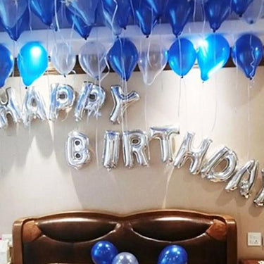 Happy Birthday Blue and Silver Balloon Decor: Zestful Celebration Enhancement